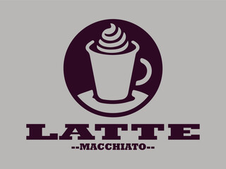 illustration of latte macchiato with caramel in a glass drawing vector for logo, coffee latte macchiato vector logo, template, restaurant menu