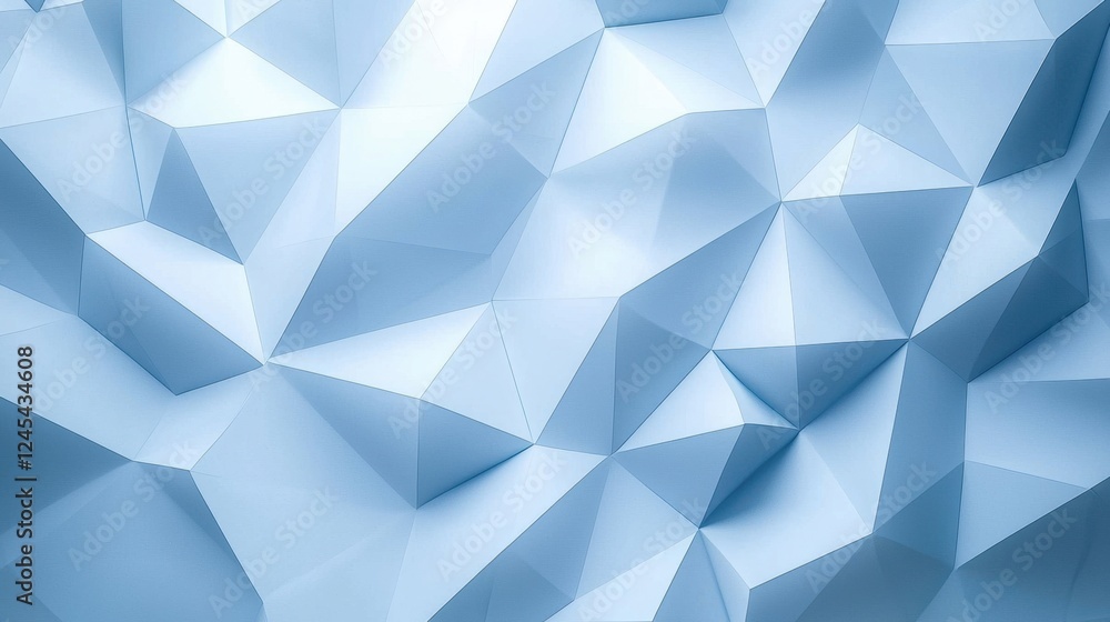 Poster abstract blue geometric pattern with angular facets and shadows