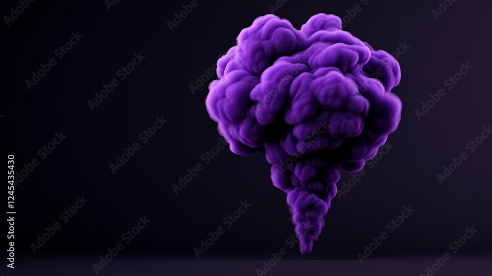 Poster purple ink cloud: abstract swirling purple ink cloud against a dark background, creating a visually 
