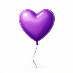 Glossy Purple Heart Balloon with Ribbon Tail