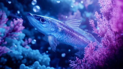 Serene Underwater World Luminous Fish Among Vibrant Coral