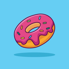 Cute Colorful donut Icon, Flat Vector illustration