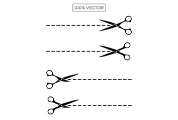 scissors with cut lines vector template