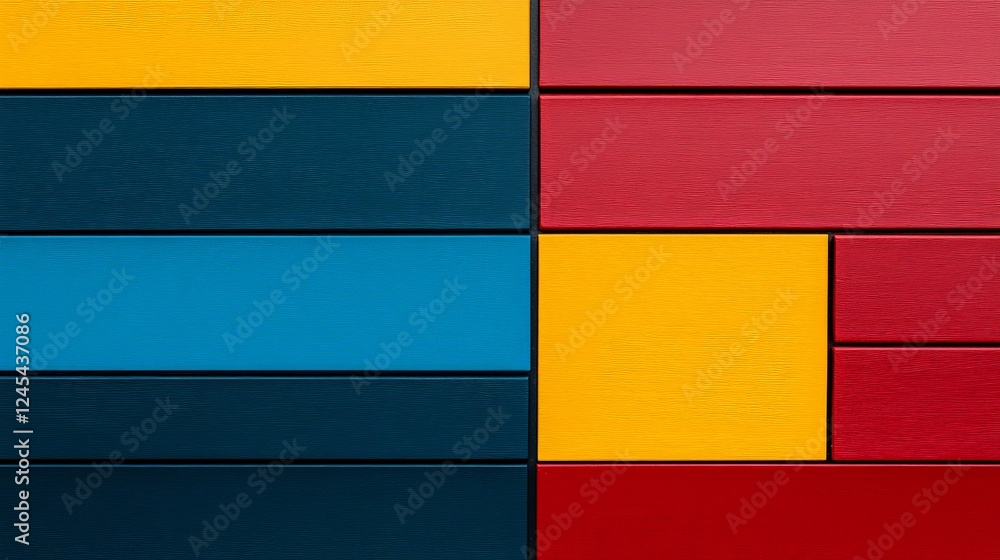 Poster abstract geometric color blocks: a vibrant and modern image featuring bold blocks of red, yellow, an