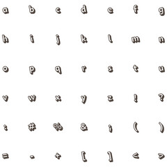 白黒のかわいいコミック風アルファベット小文字