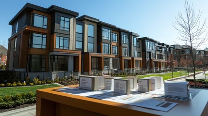 Luxury Townhouses: Modern Architectural Design and Sunny Day