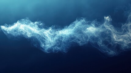 Abstract blue wave of light particles.