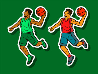 Basketball Player Doodle Sticker Illustration