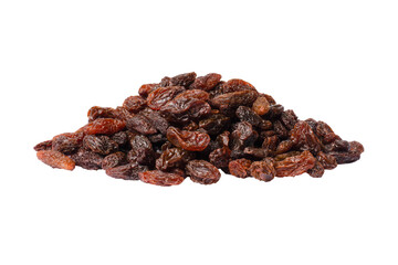Yellow raisins isolated on white background