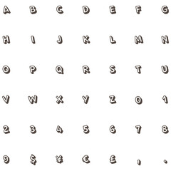 白黒のかわいいコミック風アルファベット大文字