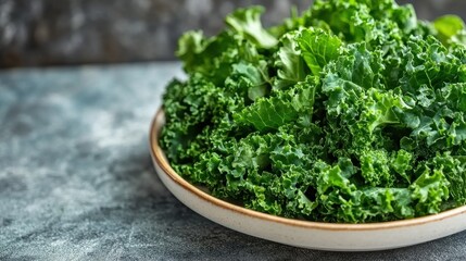 Fresh Green Kale on Rustic Table