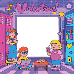 Obraz premium valentine border frame social media post