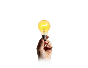 hand holding light bulb
