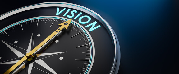 vision Business,navigate recovery,planning,strategy,mission and vision concept.The compass navigate for businessmen to resume business growth in the economic crisis,Recover.3d render and illustration © Yingyaipumi