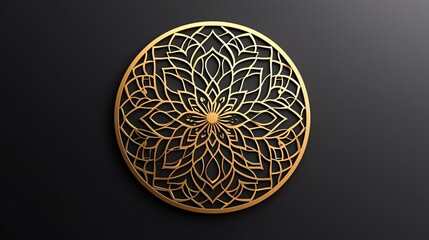 Golden mandala design, dark background, art, decorative