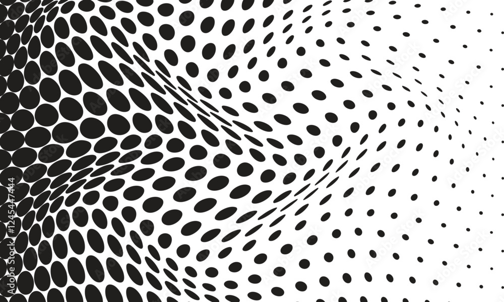 Poster abstract simple black big to small dot wave pattern can be used background.