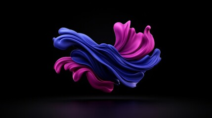Abstract Fluid Forms: Dynamic interplay of vibrant purple and blue fluid forms against a stark black background, creating a visually striking and modern abstract composition.