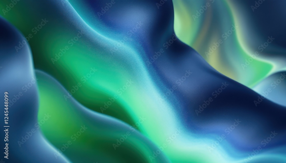 Poster abstract blue and green wave pattern with smooth flowing gradients