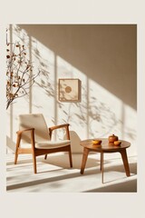 Bright and light-filled spaces with blank frame designs.