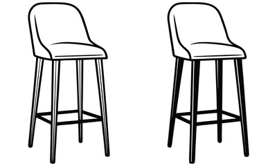 Modern Bar Stools with Backrest Illustration