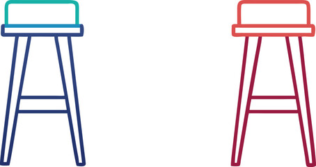 Colorful Minimalist Bar Stool Icons with Highlighted Seats