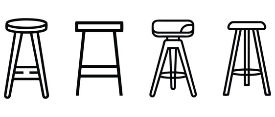Minimalist Bar Stool Icon Set - Modern and Stylish Designs