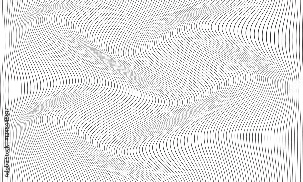 Poster abstract simple thin line wave pattern art can be used background.