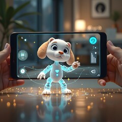 A digital pet that exists entirely in augmented reality, interacting with its owner in the real world by responding to gestures
