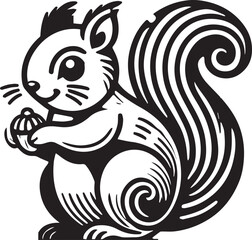Squirrel vector in black and white