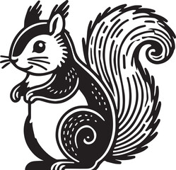 Squirrel vector in black and white