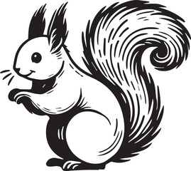 Squirrel vector in black and white