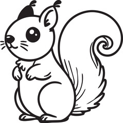 Squirrel vector in black and white