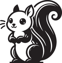 Squirrel vector in black and white