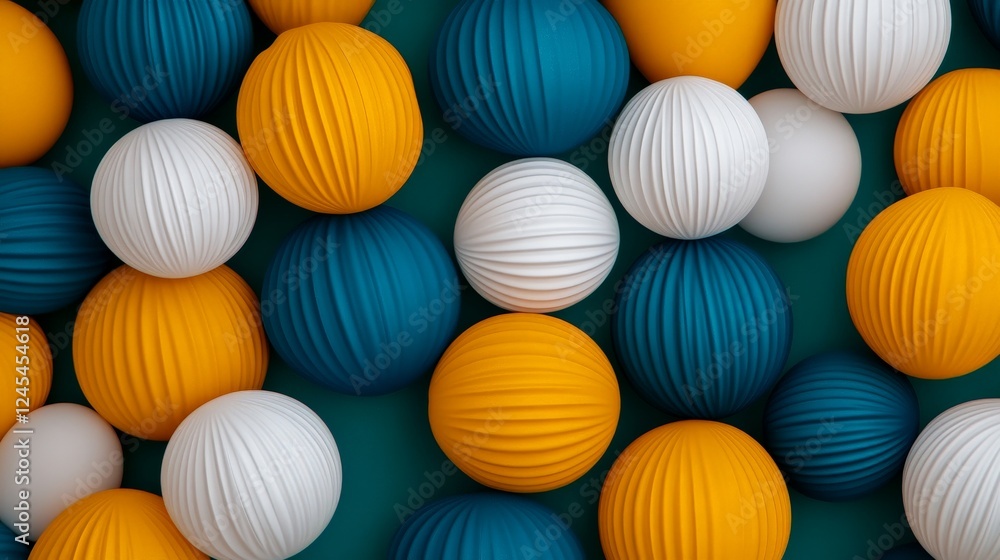 Aufkleber abstract geometric pattern: a vibrant and playful abstract pattern featuring textured spheres in sha