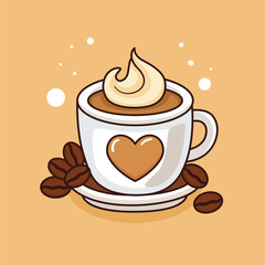 Cute Cartoon Coffee Beans and Foam Icon for Beverage Lovers Cartoon Vector Illustration