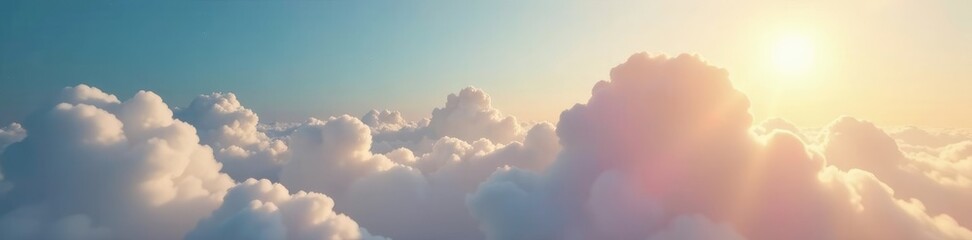 Fototapeta premium Small and translucent cloud glows in sunlight, airy, translucent