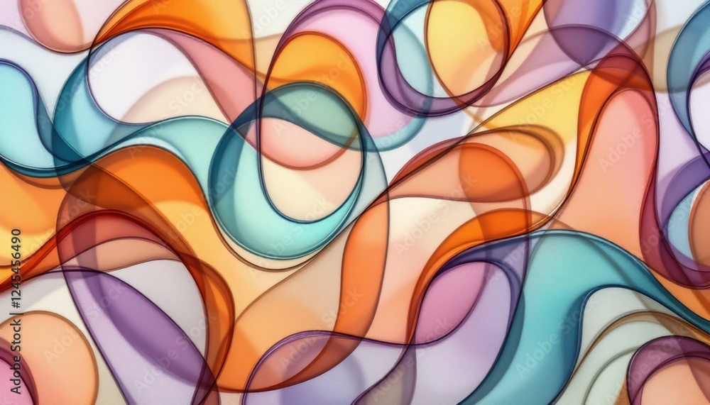 Poster vibrant abstract colorful waves in motion with dynamic flow and fluid patterns
