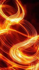 Naklejka premium Abstract fiery swirls, light trails, dark background, energy concept, design element