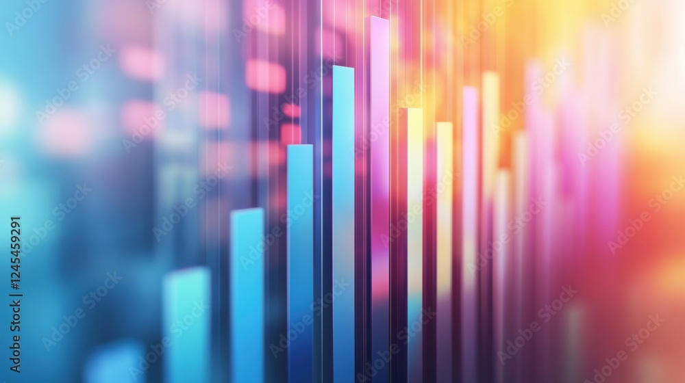 Poster abstract data visualization with colorful bars.
