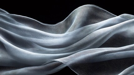 Naklejka premium Elegant Blue Fabric Draped Softly Dark Background. AI Generated