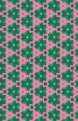 Obraz premium Geometric Leaf Pattern in Green and Pink