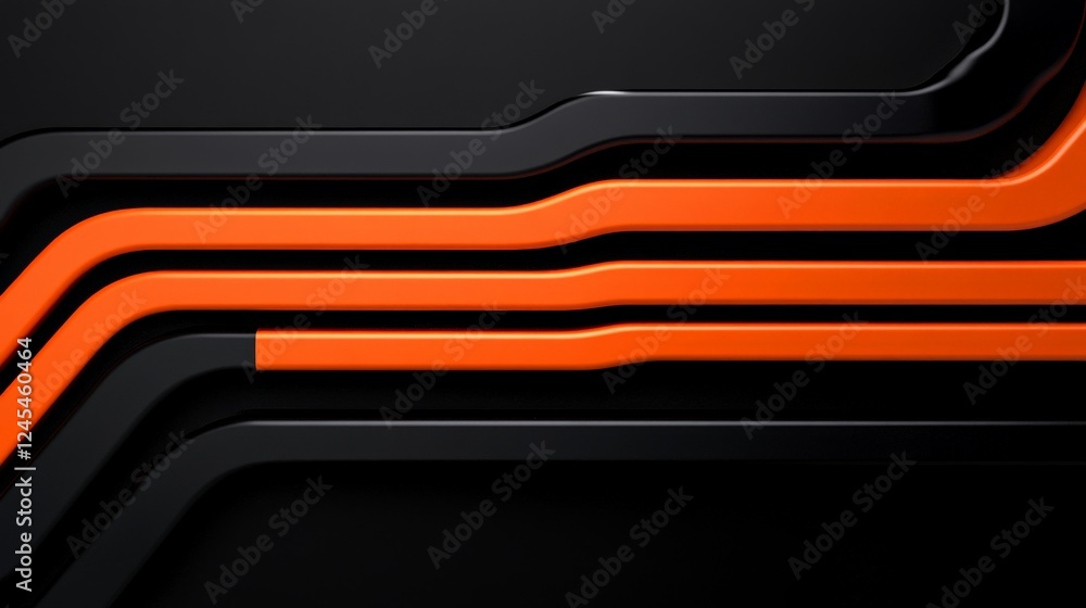 Poster abstract orange and black lines: a captivating abstract design featuring sleek, curved orange lines 