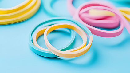 Fototapeta premium colorful rubber bands on blue background