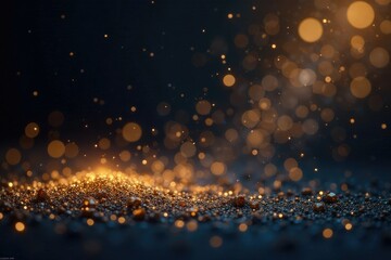 Obraz premium Dark abstract background with shimmering gold glitter and light, light, background, shine