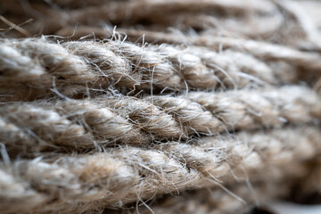 Jute rope fiber close up