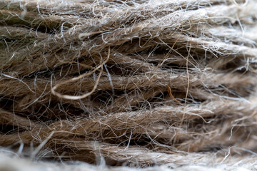 Jute rope fiber close up