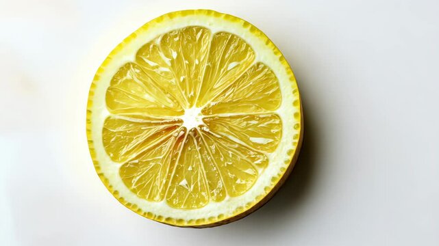 Fresh lemon slice glows in sunlight with vibrant citrus detail