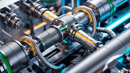 Futuristic hydrogen production plant with advanced machinery and eco friendly design