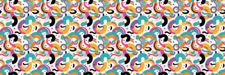 Seamless pattern with geometric shapes in the style. Multicolored vintage background with triangles, circles and squares for textile, fabric and Sudanese fabric art.