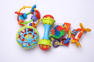Rattles toys for newborn isolated on white background